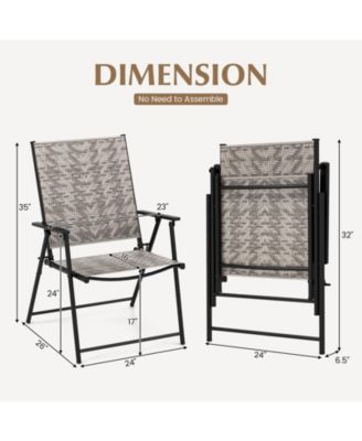 Set of 4 Folding Chairs w/ Armrests Metal Frame for Garden No Assembly Patio