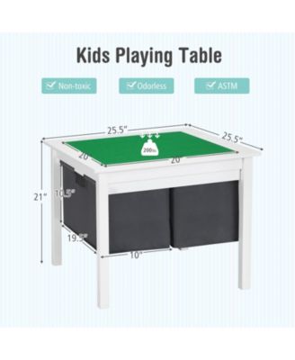 2-in-1 Kids Double-sided Activity Building Block Table with Drawers