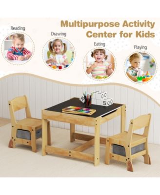 3 in 1 Kids Table and Chair Set with Removable Tabletop and 2 Storage Drawers