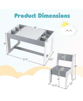 Multifunctional Kids Table and 2 Chairs Set with Chalkboard