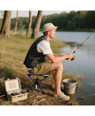 Folding Camping Stool Swivel Hunting Chair with Anti Sink Feet