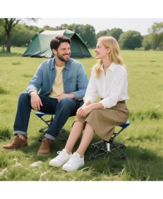 Folding Camping Stool Swivel Hunting Chair with Anti Sink Feet