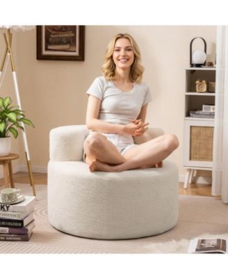 Moon-Shaped Floor Sofa Chair with Soft Teddy Fleece
