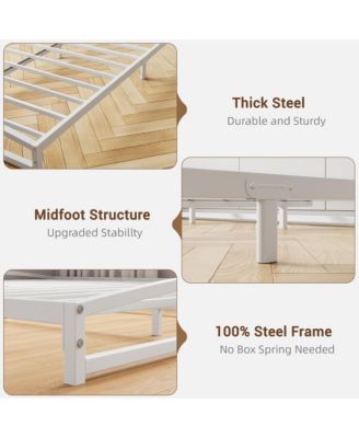 Twin 6in Metal Platform Bed Frame Steel Slats Low Profile No Box Spring