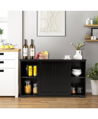 Kitchen Storage Cabinet with Sliding Door and Shelves