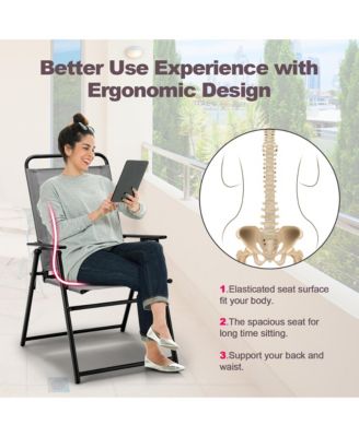 Set of 4 Folding Sling Chairs Portable chair w/ Dining Armrest Backrest Patio