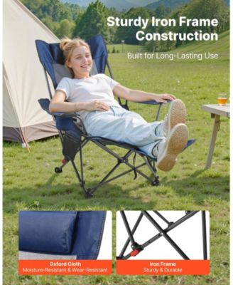 4-Position Reclining Camping Chair Folding Patio Lounger 52.36 x 21.65 x 15.74