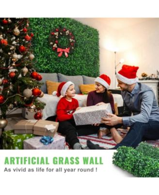 Boxwood Hedge Wall Panels Set of 12, 24" x 16", UV Protected for Garden