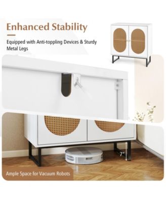 Rattan Buffet Storage Cabinet with Doors and Adjustable Shelf