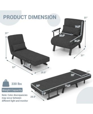 6-Position Convertible Sleeper Armchair Lounge Couch with Pillow