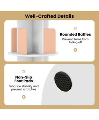 Five Tier Rotating Bookshelf with Dividers and Safety Baffles