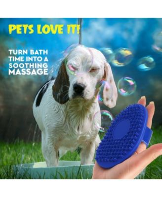 Rubber Brush for Dogs Cats Gentle Deshedding Bath Soft Bristles Anti-slip Grip Easy Clean Short Medium Hair