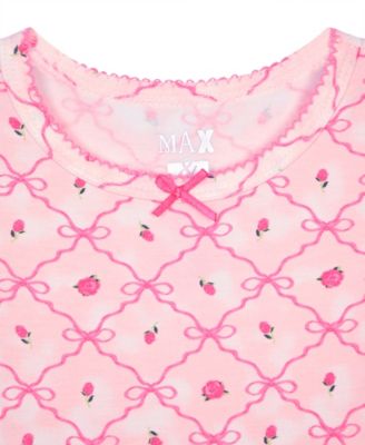 Toddler Girls' 12M-5T Round Neck Top and Pull-On Pants, 3-Piece Pajama Set