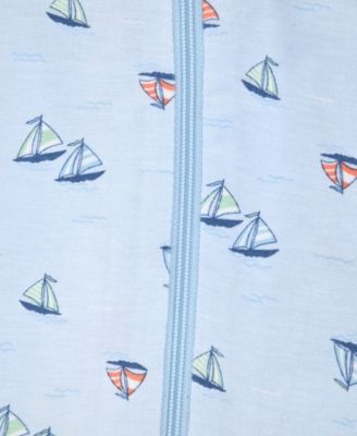 Baby Boys' Sail Boat Printed Round Neck Footie Sleep & Play and Hat, 2-Piece Set