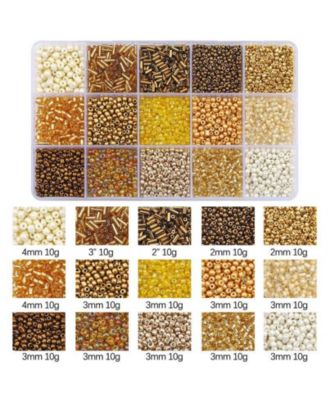 15 colors Glass Seed Tube Beads Bugle DIY Craft Beading Kit Gold