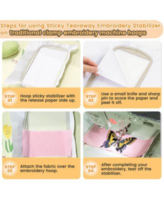 Sticky Self-adhesive Embroidery Stabilizer Backing Medium Weight Napped Fabric Hoop Less Roll