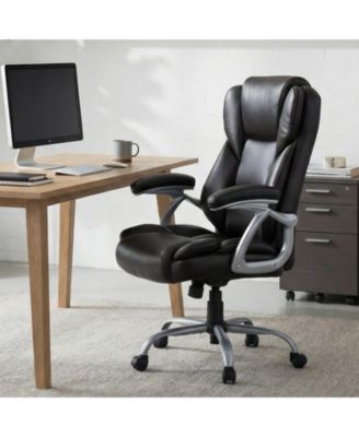Ergonomic Executive Office Chair Leather Padded Seat Armrests