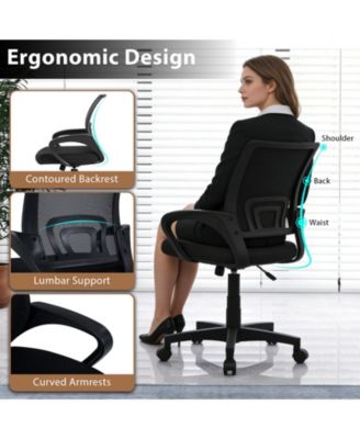 Mid Back Office Chair Mesh Ergonomic Lumbar Support