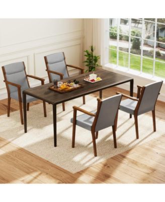 High-Back Wooden Accent Chairs Set of 2 with Padded Cushions