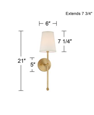 Modern Wall Light Sconces Set of 2 Warm Brass Hardwired 6" Cream Linen Shade for Bedroom House Living Room