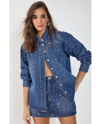 Women's Denim Embellished Long Sleeve Shirt