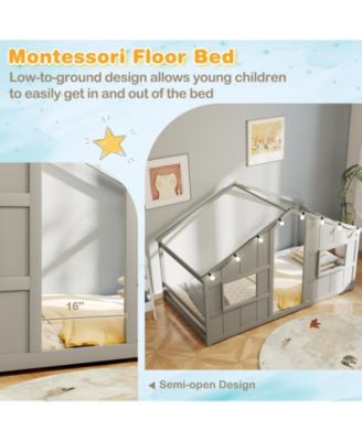 House Bed Montessori Floor Bed with LED Lights