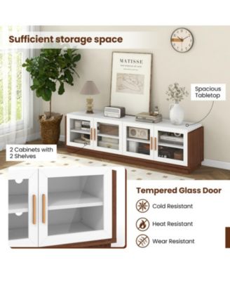 70 in TV Stand with 4 Tempered Glass Doors for TVs up to 75