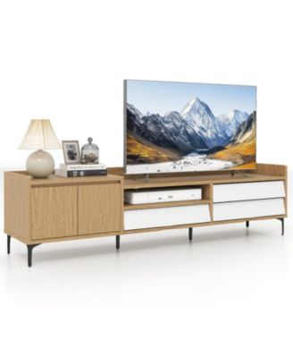 71 in Mid-Century Entertainment Center with Drawers and Storage Cabinet