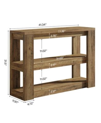 41.34-Inch Console Table, 3-Tier Farmhouse Entryway Table with Storage Shelves, Narrow Sofa Console Behind the Couch