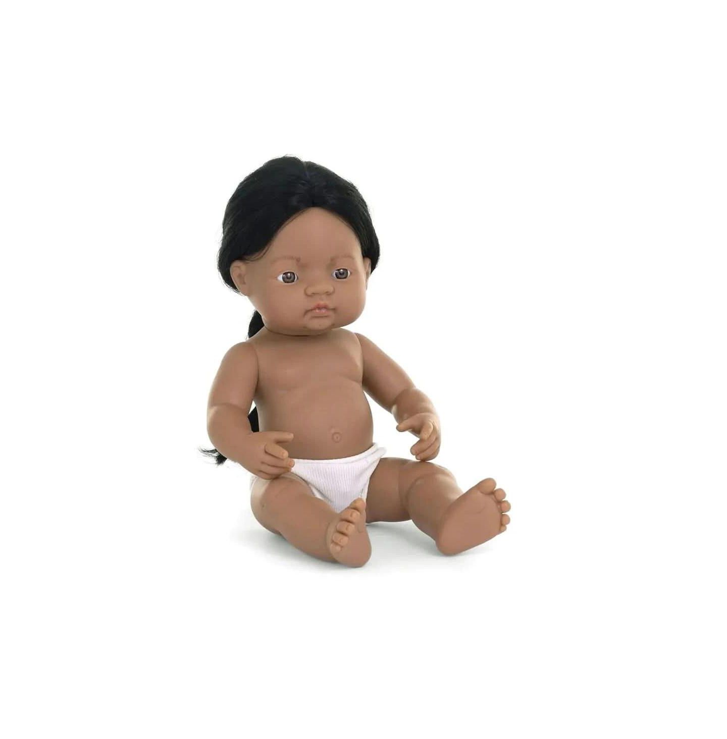 Детская кукла MINILAND Baby Doll 15'' Native American Boy (Polybag) - Made in Spain, Anatomically Correct, Quality, Inclusion, Vanilla scented, цвет: Dark Skin — фото 4