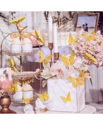 48 Pcs 3D Butterfly Wall Decor Removable Stickers 4 Styles 3 Sizes Birthday Party Decorations