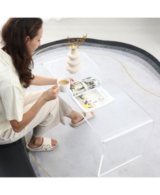 39.25" Long Acrylic Waterfall Table for Living Room,