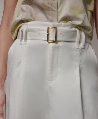 Petite Pleated Wide-Leg Cropped Pants
