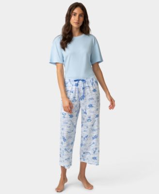 Women's Printed Capri Mid-Rise Pants