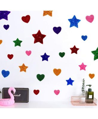 260pcs Glitter Foam Stickers Self Adhesive Stars Hearts Kids Arts Craft Supplies Greeting Cards Home Decoration