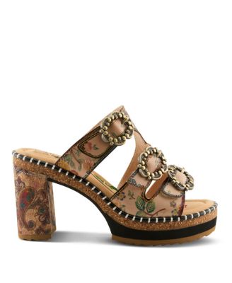 L`Artiste Women's Milemarker  Floral Sandal with Cushioned Footbed Comfort
