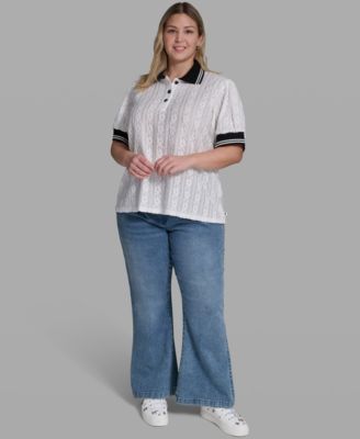 Plus Size Collared Button-Front Blouse