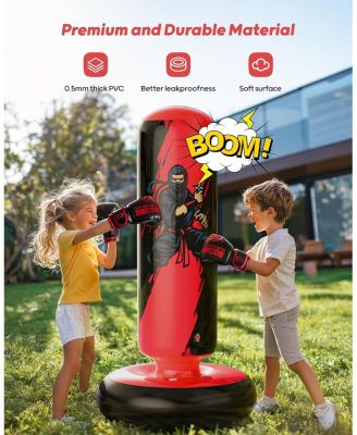Punching Bag for Kids, 66 Inch Stable Inflatable Boxing Bag with Boxing Gloves, Stand Kids Punching Bag Toy for Boys