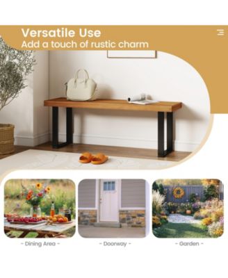 48-Inch Acacia Wood Bench with Slatted Seat