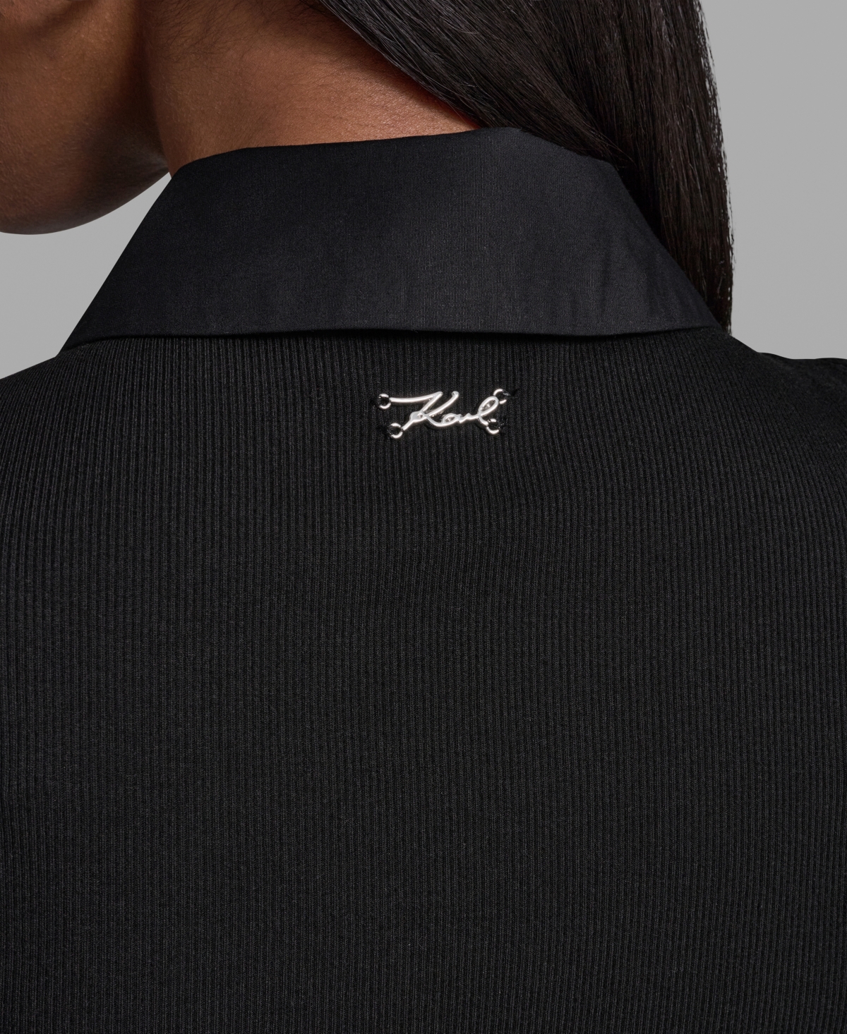 Karl Lagerfeld Paris Petite V-Neck Polo Collared Dress