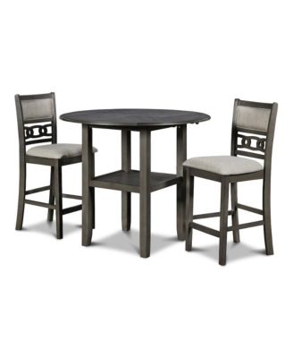 Gia 3-Piece 42" Wood Counter Drop Leaf Table Set