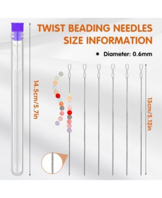 6 needles Collapsible Eye Beading Needles Twisted Seed Bead Tools 2 Sizes 0.6x130mm