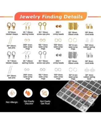 1810 PCS Jewelry Making Kit Pliers Wires Findings Chains Magnifier Storage Bag