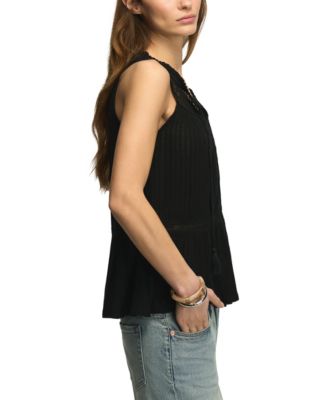 Women's Peplum Lace Trimmed Sleeveless Tank