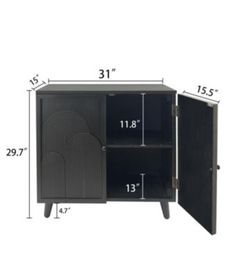 Modern Wood Storage Cabinet 31in Embossed Door Accent Cabinet For Living Room Bedroom