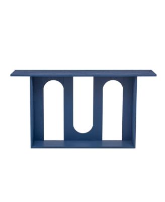 Modern Curved Ash Veneer Console Table With Shelf For Entryway Hallway Living Room