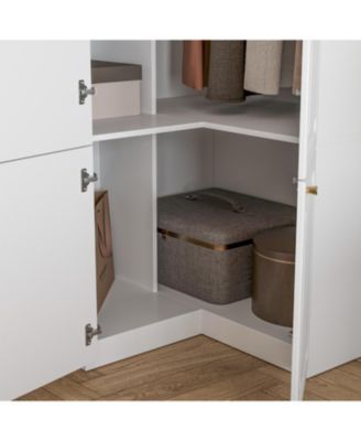 Wood 6-Door Corner Wardrobe Armoires with Storage Shelves