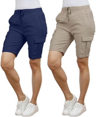 Women's Loose Fit Super Flex Stretch Cargo Jogger Shorts-2 Pack