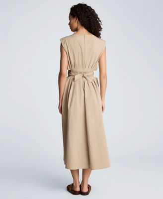 Women's Sleeveless Boat Neck Midi Dress