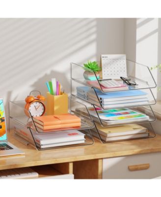 4-Tier Paper Organizer Stackable Letter Tray